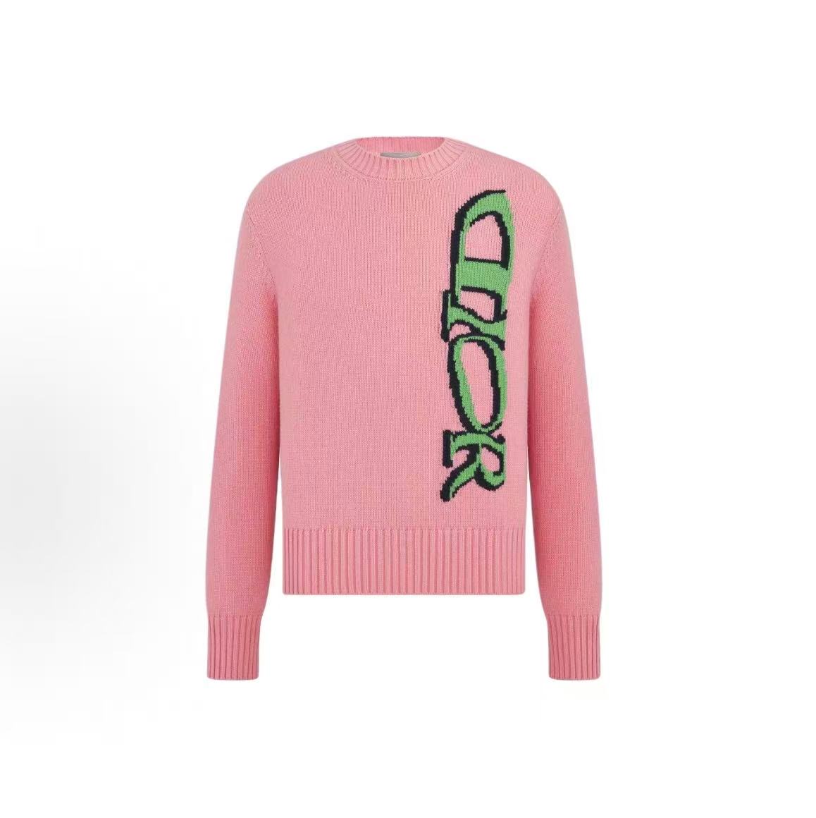 DIOR (Dior) - Fall/Winter 2024 - LEWIS HAMILTON - Wool blend with jacquard weave long-sleeved sweater for men - Pink