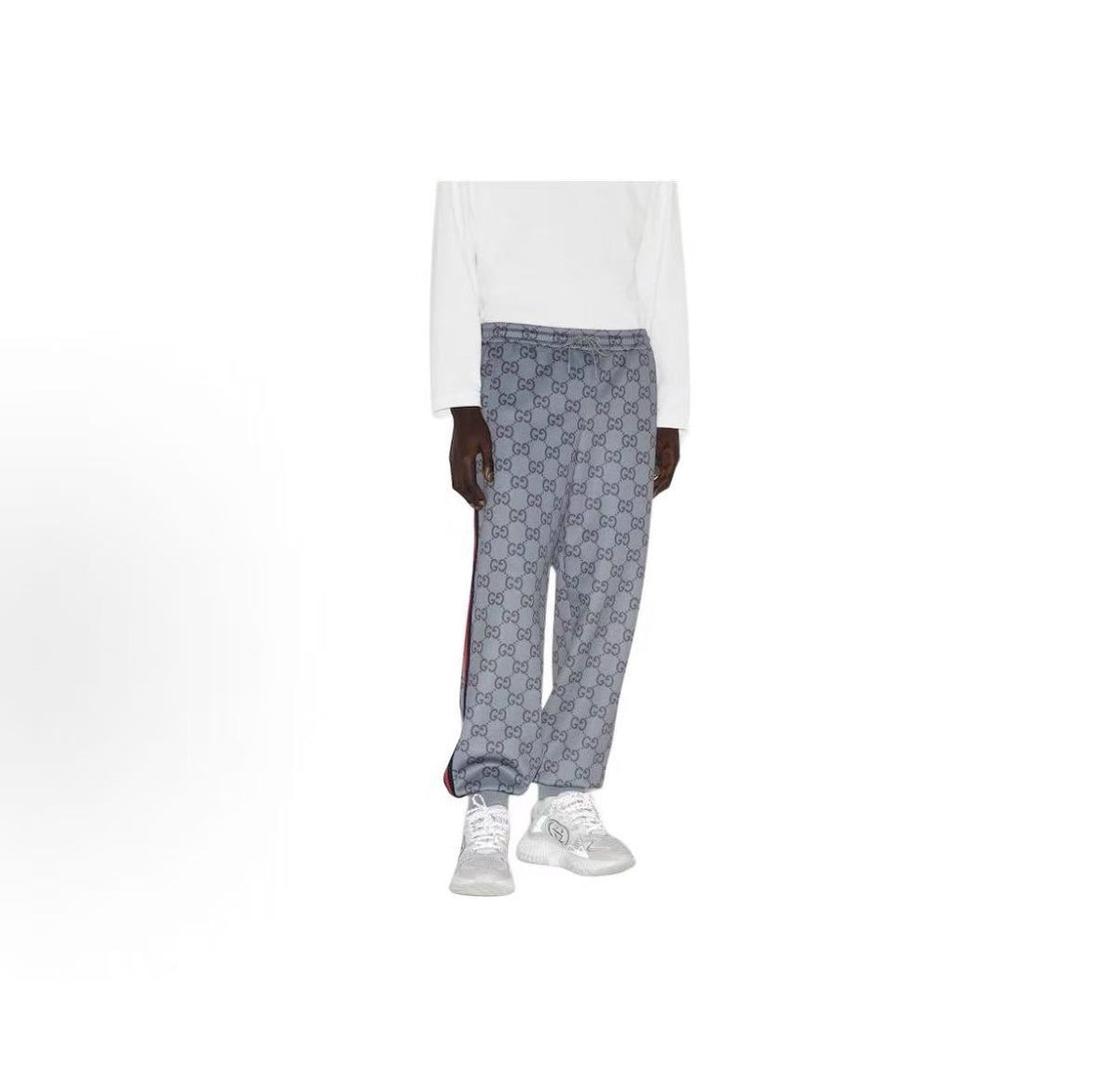 GUCCI Ancient Grecian Style 2024 Fall Collection Logo-embroidered lace-up ankle-length knitted sportswear for men in grey.