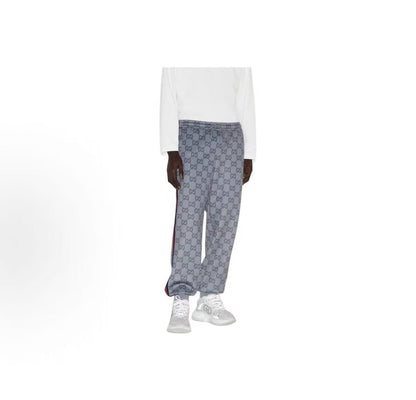 GUCCI Ancient Grecian Style 2024 Fall Collection Logo-embroidered lace-up ankle-length knitted sportswear for men in grey.