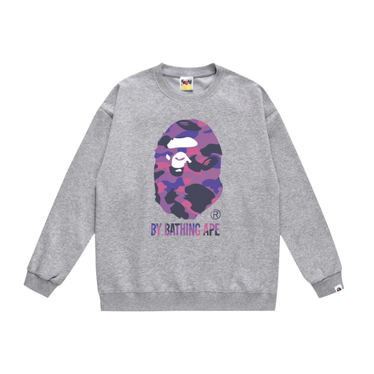 A Bathing Ape Logo Hoodie Grey/Purple