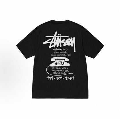 Stussy FW23 OLD PHONE TEE - PIGMENT DYE - Round-neck short-sleeved T-shirt. The same style for both men and women.