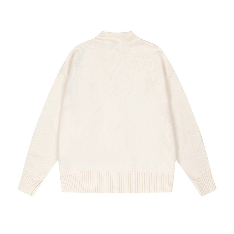 AMI Logo Cardigan Sweater Cream