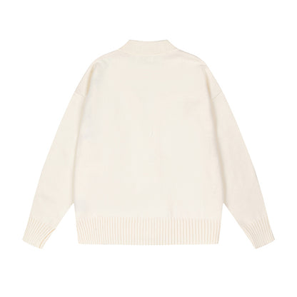 AMI Logo Cardigan Sweater Cream