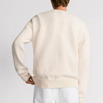 DIOR Dior Spring/Summer 2025 Collection - Dior and Hylington Nel Summer Men's Wear Collection - Long Sleeve Knit Shirt for Men - White with Logo Letter Embroidery