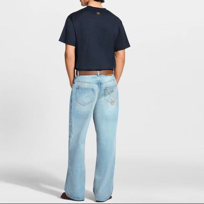 LOUIS VUITTON FW26 Autumn-Winter Collection Solid Letter Logo Round-neck T-Shirt for Men