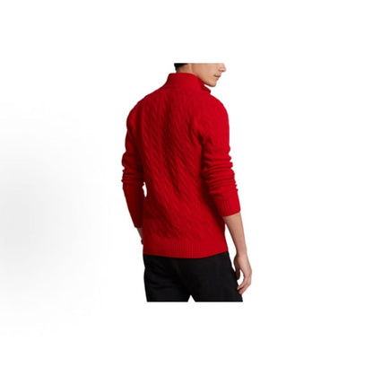 Ralph Lauren Small Spur Embroidered Logo Pattern Wool Blend Plaid Knitted Half-Buttoned Long-Sleeved Pullover Hoodie Sweater Standard Fit Men's Style