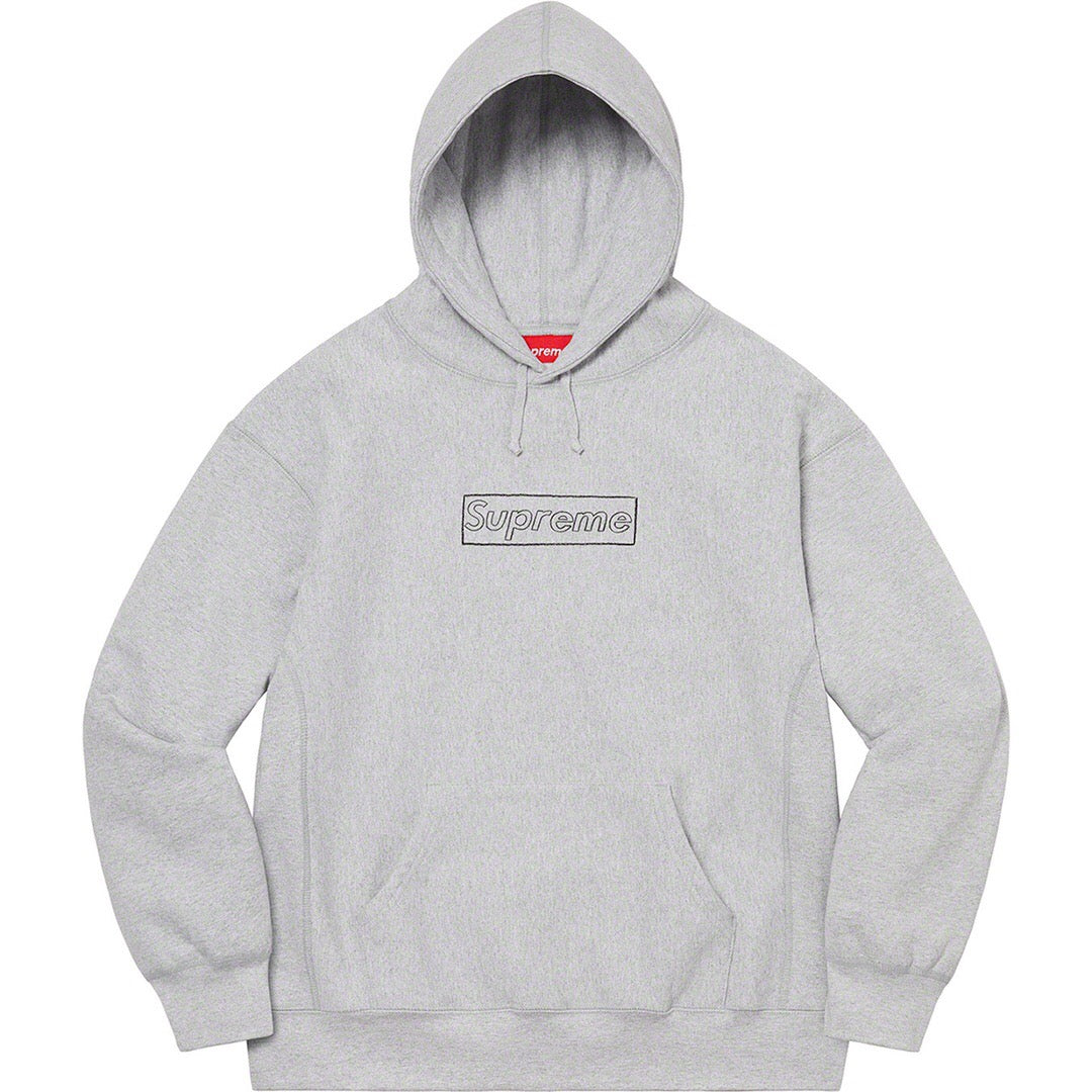 Supreme Chalk Logo Hoodie Grey