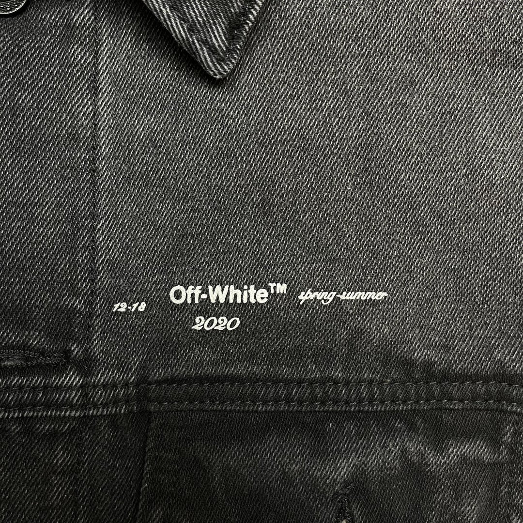 Off-White tape arrow print denim jacket black