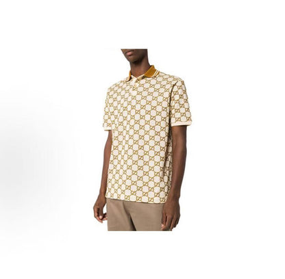 GUCCI Gucci Lettered Casual Sport Short-Sleeved Polo Shirt - Men's Style - Brown
