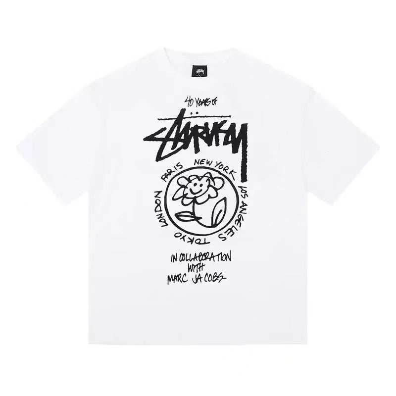 STUSSY CUTE LITTLE FLOWER PRINT TEE WHITE