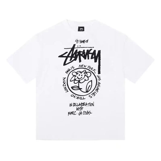 STUSSY CUTE LITTLE FLOWER PRINT TEE WHITE