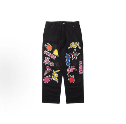 Chrome Hearts Matty Boy funny patch pattern multi-pocket casual pants for both men and women