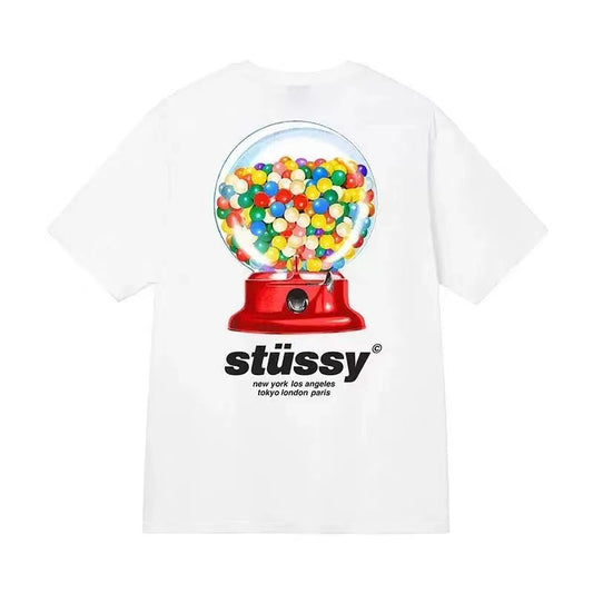 STUSSY BUBBLE GUM PRINT TEE WHITE