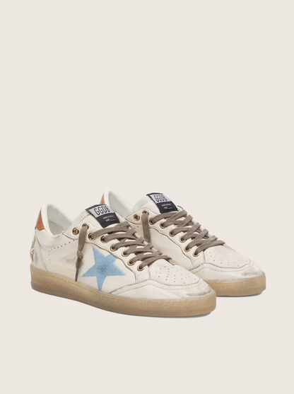 Golden Goose Ball Star LTD in white leather with light blue embroidered star