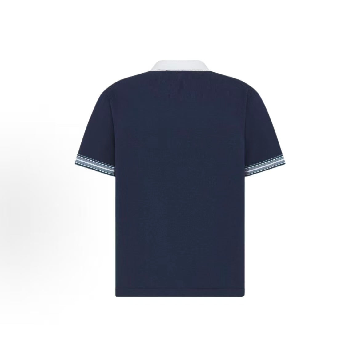 DIOR (Dior) Autumn 2025 Men's Collection - Knitted Plain Cotton Shirt in a Fitted Style by Christian Dior Couture with Lily-of-the-Valley Embroidery - Men's Style - Blue