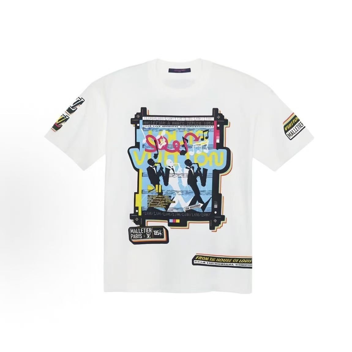 LOUIS VUITTON SS23 Logo Letter Print Short-Sleeve T-Shirt for Men - White