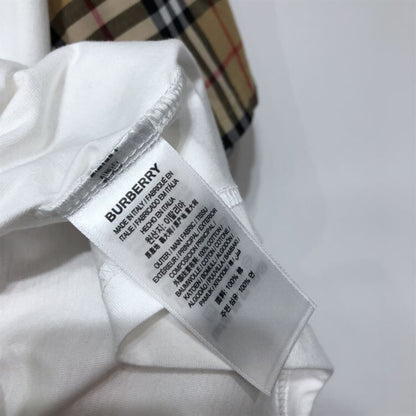 BURBERRY CHECK SLEEVE COTTON OVERSIZED T-SHIRT IN WHITE – BRS010