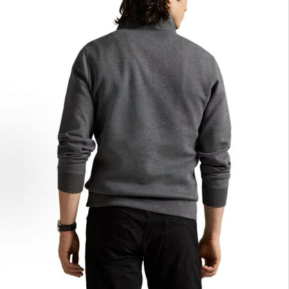Ralph Lauren Small Spur Embroidered Logo Pattern Cotton Blended High-neck Two-sided Knitted Quarter-Zip Pullover Long-Sleeve Polo Shirt Men's Style