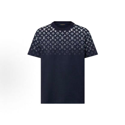 LOUIS VUITTON SS24 Logo Gradient Casual Round-neck Short-sleeve T-shirt for Men - Navy Blue