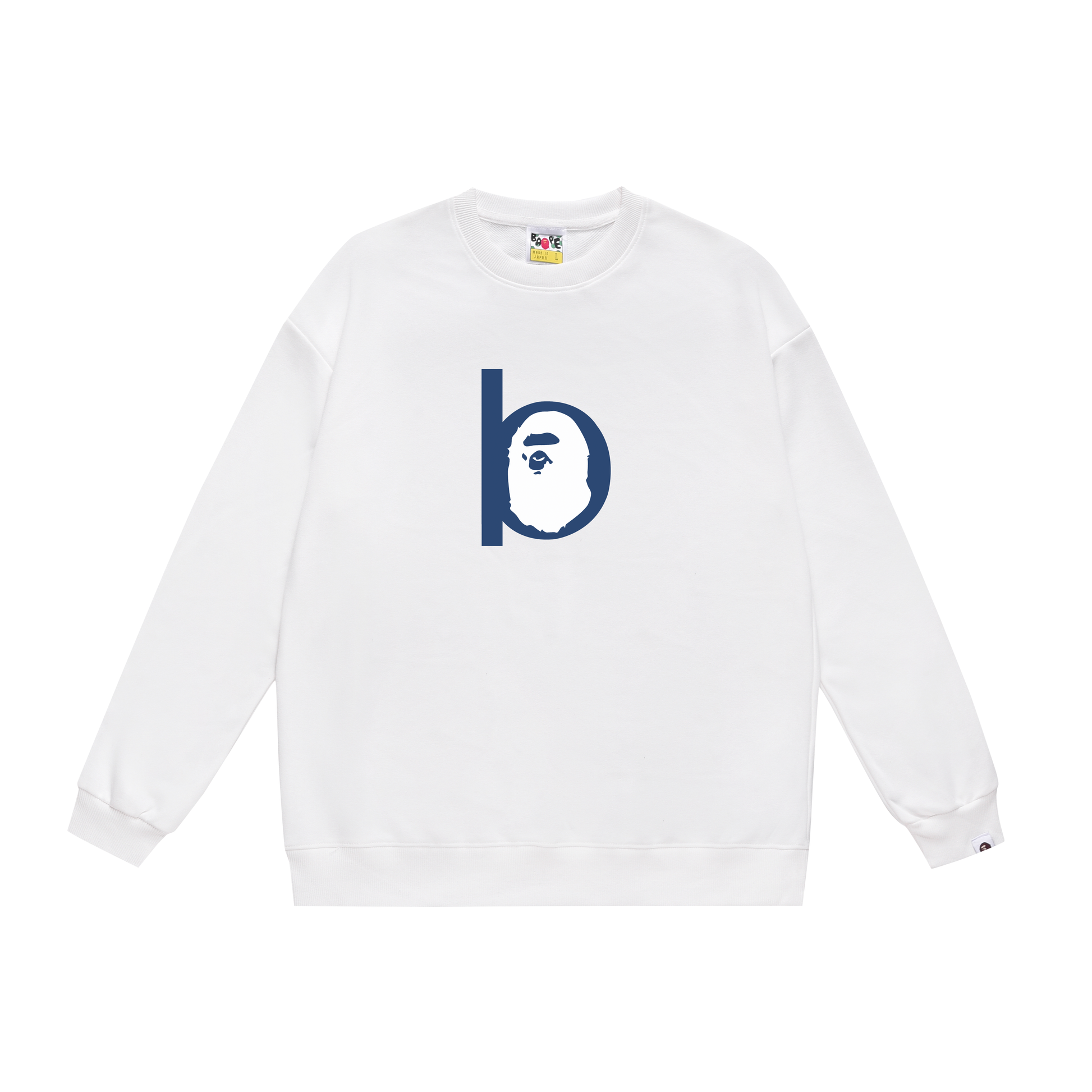 A Bathing Ape Blue letter B Print Hoodie White