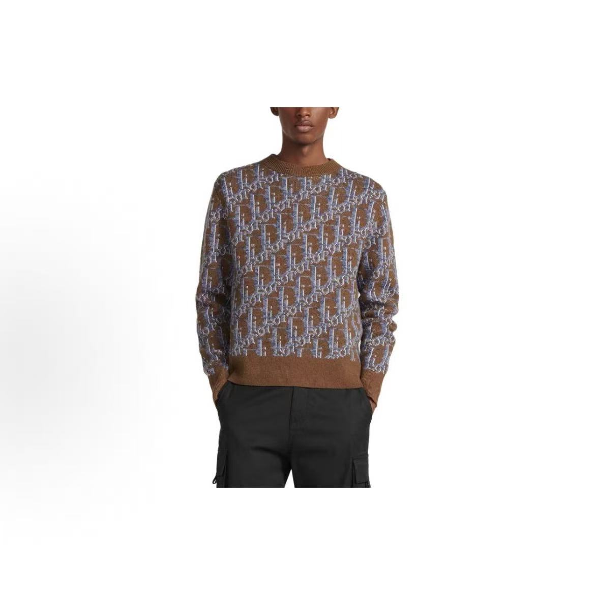 DIOR (Dior) Letter Embroidery Round-neck Pullover Long-sleeved Sweater for Men