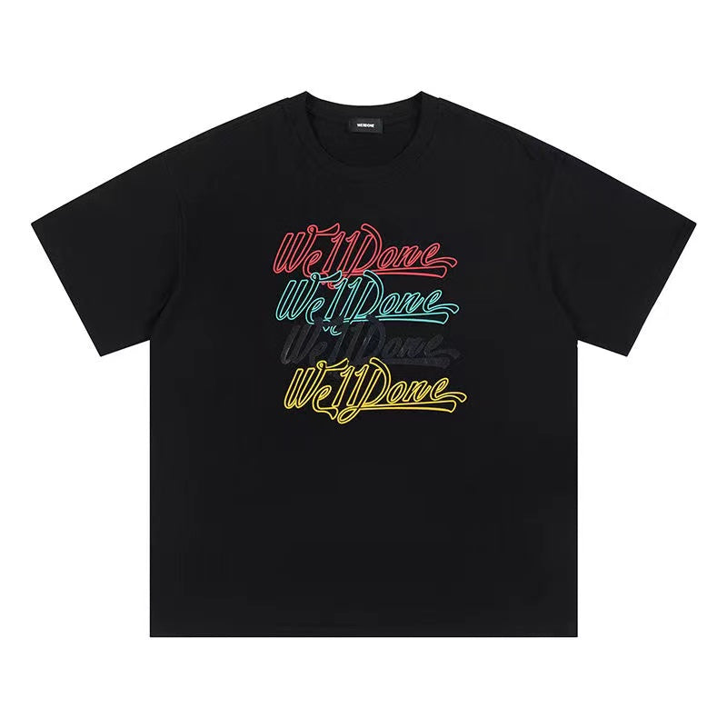 WE11DONE Multicolor Logo Tee Black