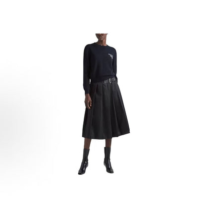 PRADA Prada FW23 Letter Print Casual Round-neck Long-sleeve Sweater for Women in Navy Blue