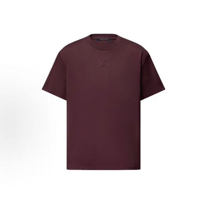 LOUIS VUITTON Embroidered Embossed Classic Organic Cotton Short-Sleeve T-Shirt for Men - Burgundy Red