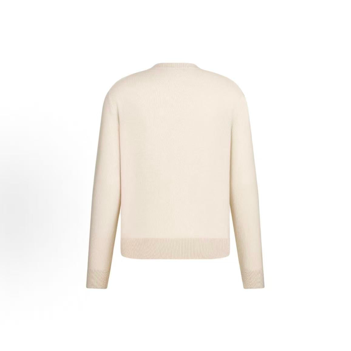 DIOR Dior Spring 2025 Men's Ready-to-Wear Collection - Patterned Printed Ribbed Round-neck Pullover Long-sleeved Sweater for Men - White