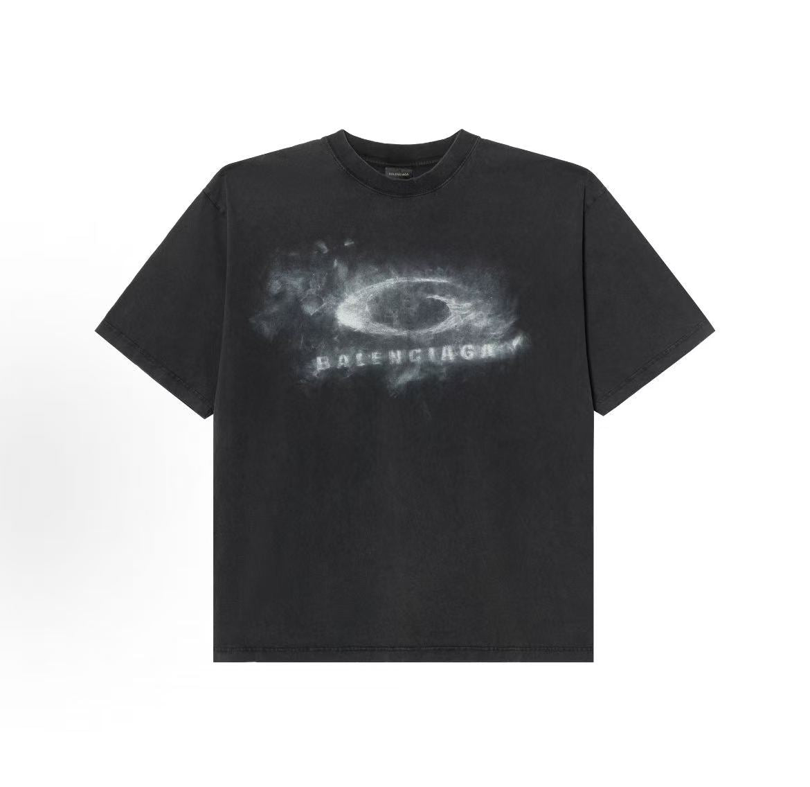 Balenciaga FW25 Round-neck Cotton Plain Knit Printed Short-Sleeved T-Shirt - Regular Fit - Men's Style