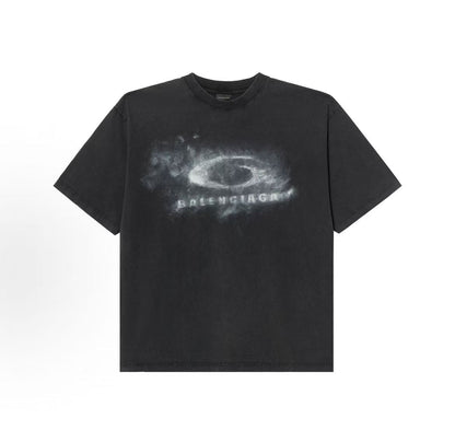 Balenciaga FW25 Round-neck Cotton Plain Knit Printed Short-Sleeved T-Shirt - Regular Fit - Men's Style