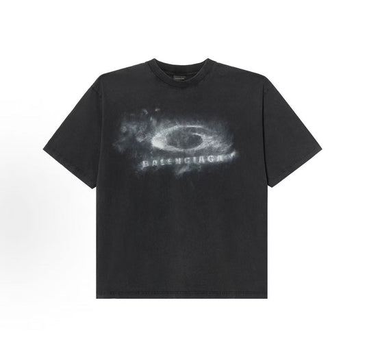 Balenciaga FW25 Round-neck Cotton Plain Knit Printed Short-Sleeved T-Shirt - Regular Fit - Men's Style