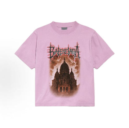 Balenciaga Paris Streetwear Vintage Round-neck Cotton Short-Sleeve T-Shirt for Women - Loose Fit