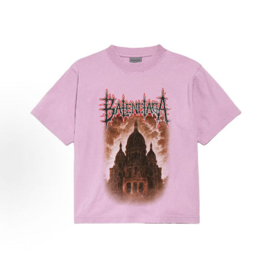 Balenciaga Paris Streetwear Vintage Round-neck Cotton Short-Sleeve T-Shirt for Women - Loose Fit