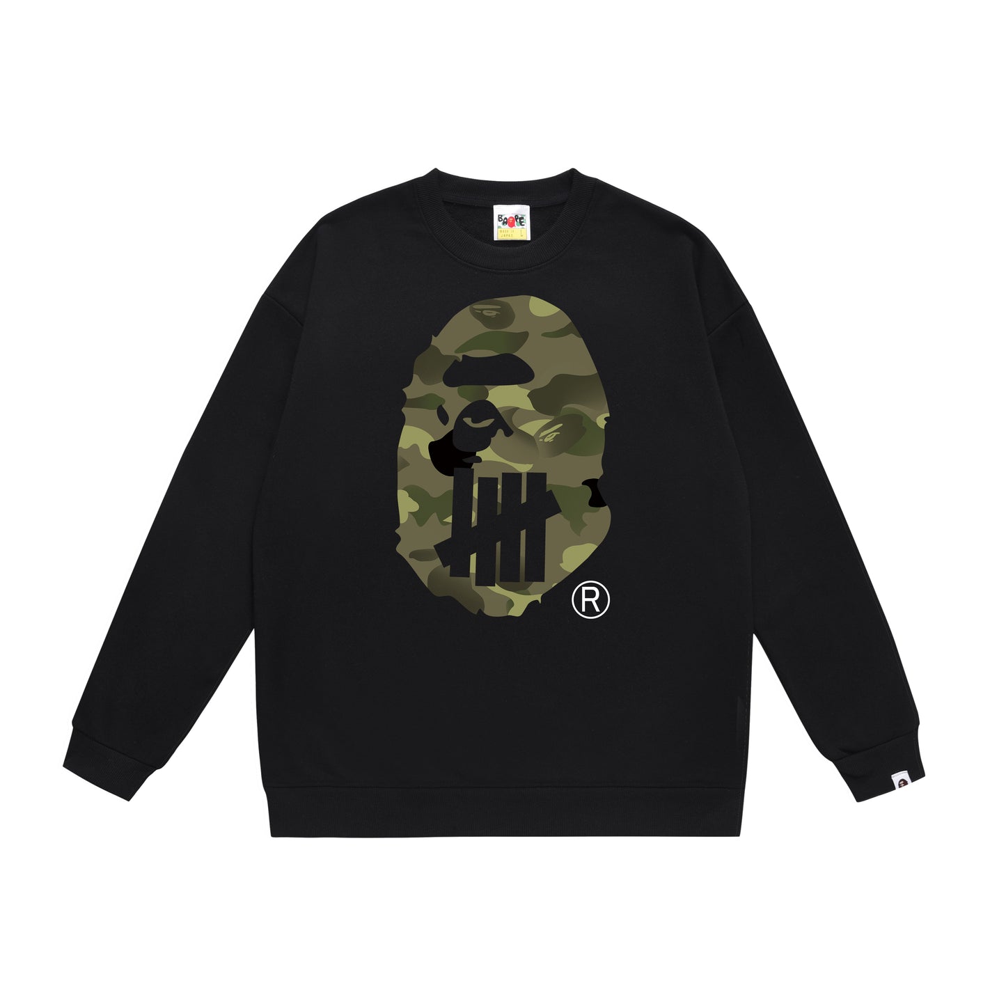 A Bathing Ape Youth Casual Striped Camouflage Print Hoodie Black