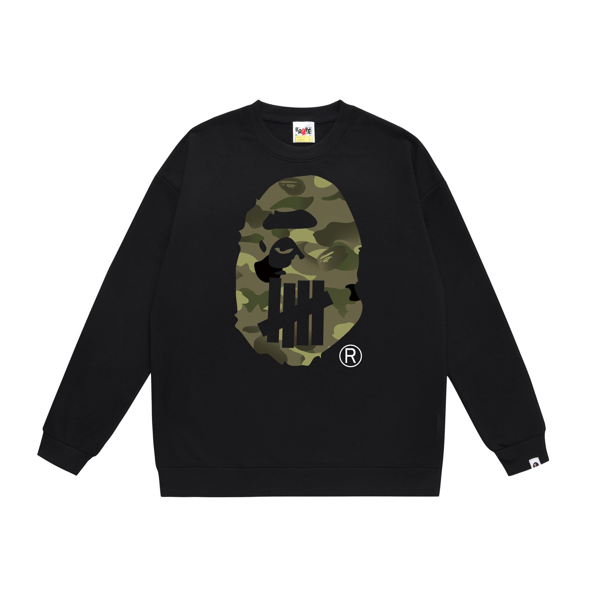 A Bathing Ape Youth Casual Striped Camouflage Print Hoodie Black