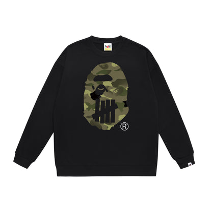 A Bathing Ape Youth Casual Striped Camouflage Print Hoodie Black