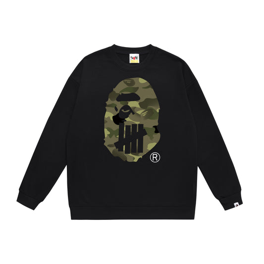 A Bathing Ape Youth Casual Striped Camouflage Print Hoodie Black