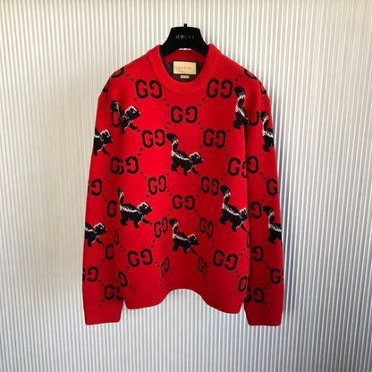 GUCCI GG AND SKUNK WOOL KNIT SWEATER – GCK012