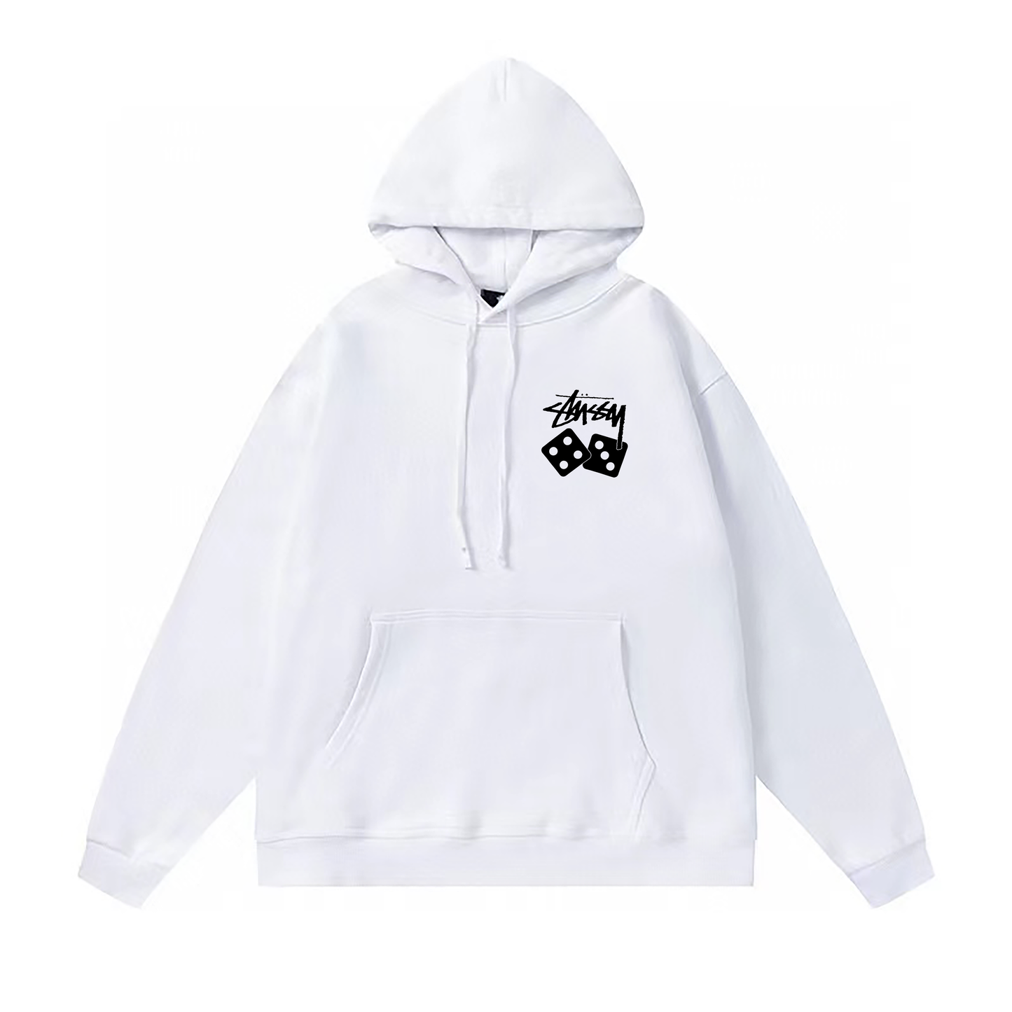 STUSSY DICE PRINT HOODIE WHITE