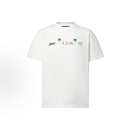 LOUIS VUITTON × The Darjeeling Limited SS26 Spring/Summer Collection Round-neck Shirt Embroidered Short-Sleeved T-Shirt Men's Style