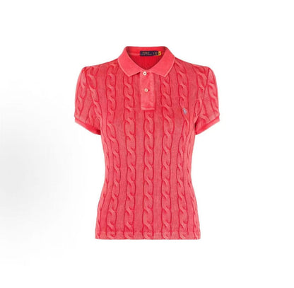 Ralph Lauren FW22 Solid-color Polo Neck Pullover Short-Sleeved Knit Top for Women - Pink