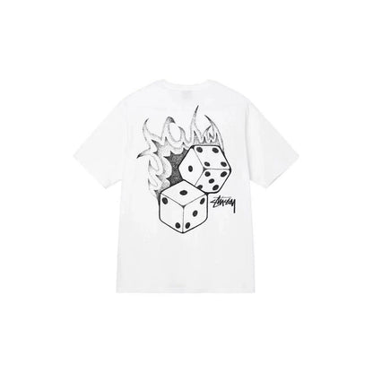 STUSSY FLAME DICE PRINT TEE WHITE