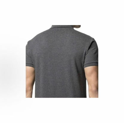 Ralph Lauren Solid Color Small Spikes Embroidered Crewneck Short-Sleeved Cotton Polo Shirt - Classic Edition - Men's - Gray