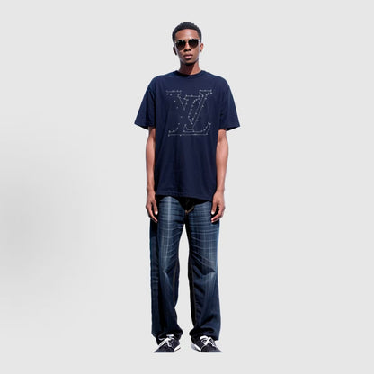 LOUIS VUITTON SS22 Needle-embroidered Printed Embroidery Short-Sleeved T-Shirt for Men - Blue