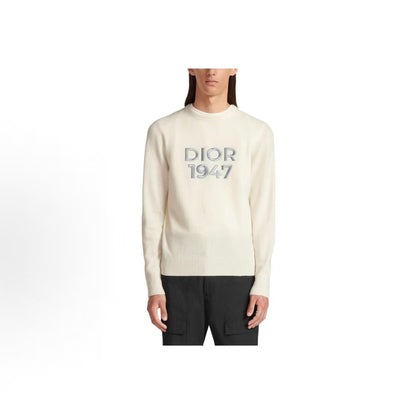 DIOR (Dior) Crew Neck Sweater with Letter Print - Round Neck, Fit-Sized Long Sleeve, Sweater, Men's Style, Brown