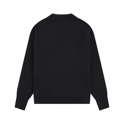 AMI Big Logo V-neck Button Sweater Black