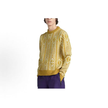 DIOR (Dior) Men's Long Sleeve Round-neck Pullover with Diamond Stripes, Yellow