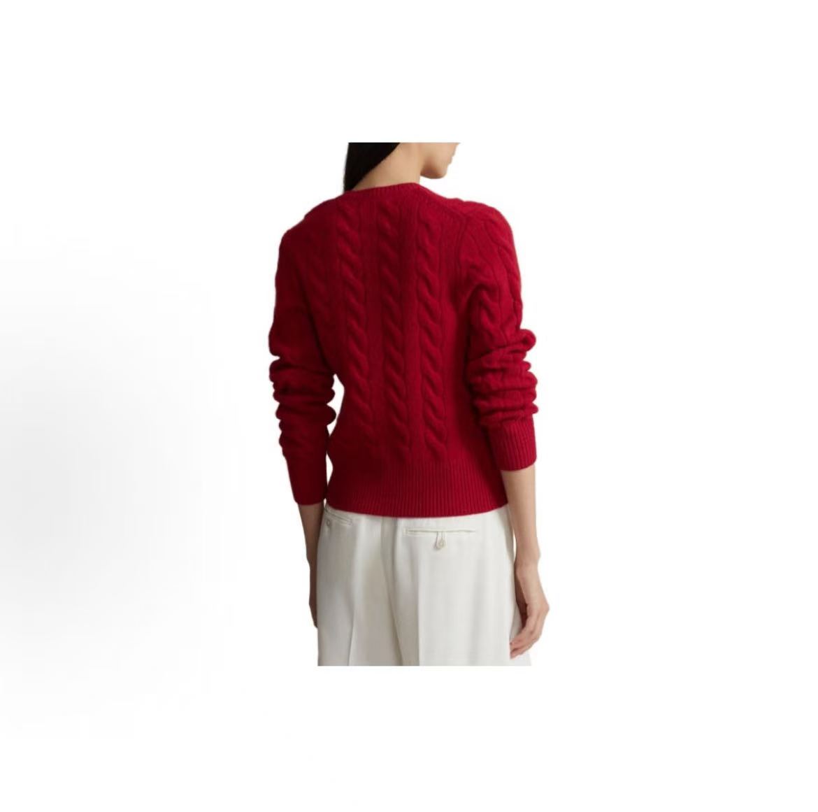 lph Lauren Cable-Knit Wool-Cashmere Cardigan - Solid Striped Single-Button Knit Dress