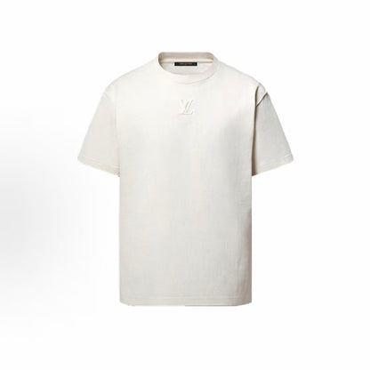LOUIS VUITTON SS25 Men's Spring Summer Collection Logo Embroidered Round-neck Short-sleeved T-Shirt for Men Ivory White